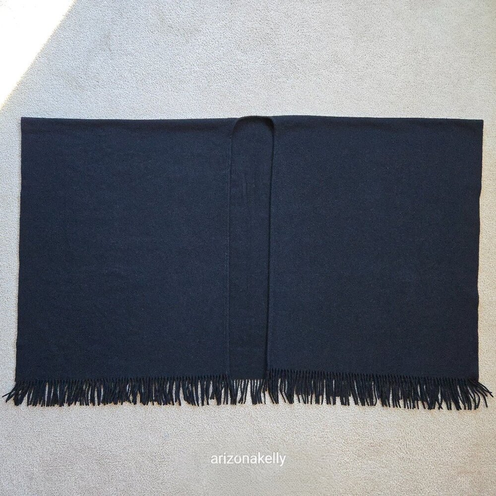 Oversized THICK Wool Wrap Flawless Black Fringe Men's Tall Plus - Picture 1 of 15